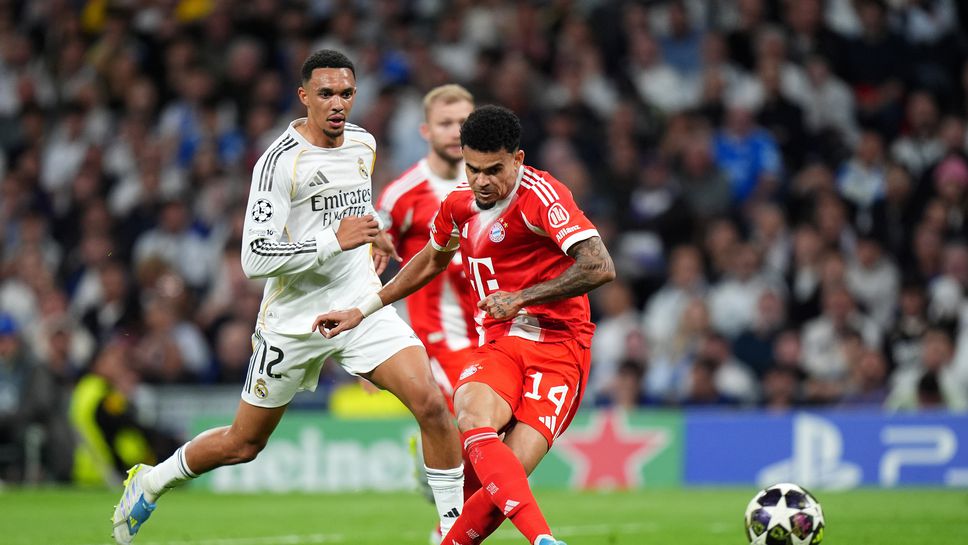 На полувремето: Реал Мадрид 0:1 Байерн, гол на Луис Диас