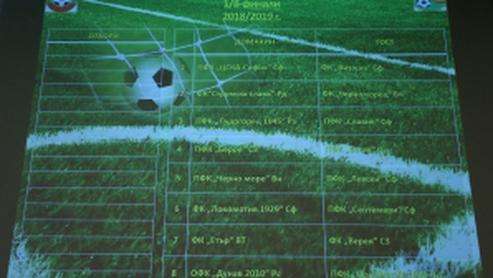 Изтеглиха жребия за осминафиналите на Купа България