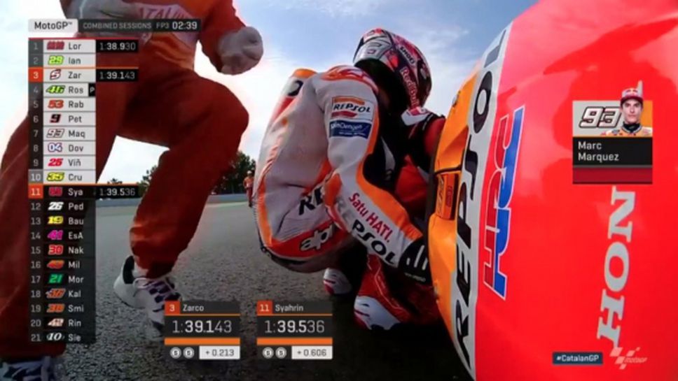 Дови най-бърз преди квалификацията на MotoGP, скъпо падане за Маркес