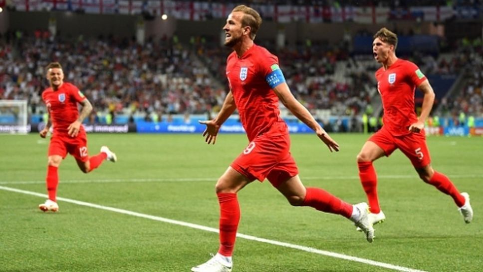 Англия изигра едно от най-силните си полувремена на световни първенства, но трябваше да чака до 91-вата минута, за да се зарадва (видео)