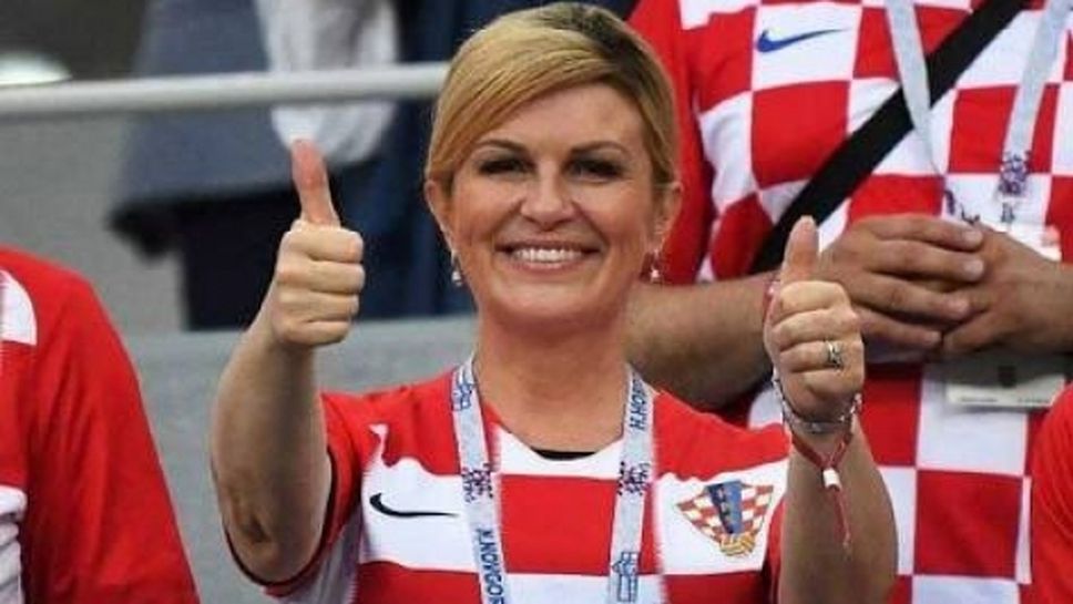 Президентът на Хърватия e била на една маса с Макрон по време на мача с Англия