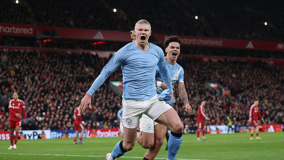 Лудо дерби на "Анфийлд" с решаваща дузпа в добавеното време разплака Ливърпул и остави Ман Сити в битката за титлата