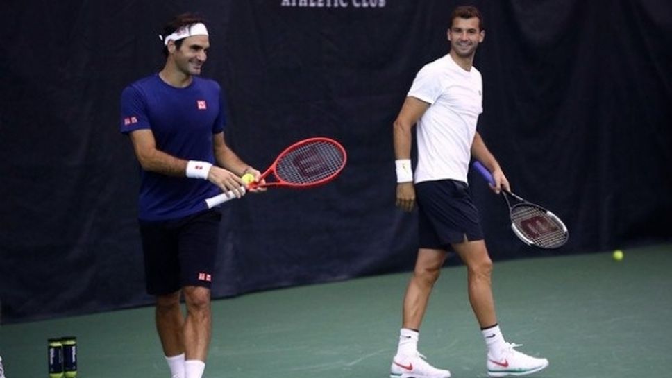 Григор Димитров и Роджър Федерер тренират в Чикаго за "Лейвър Къп"