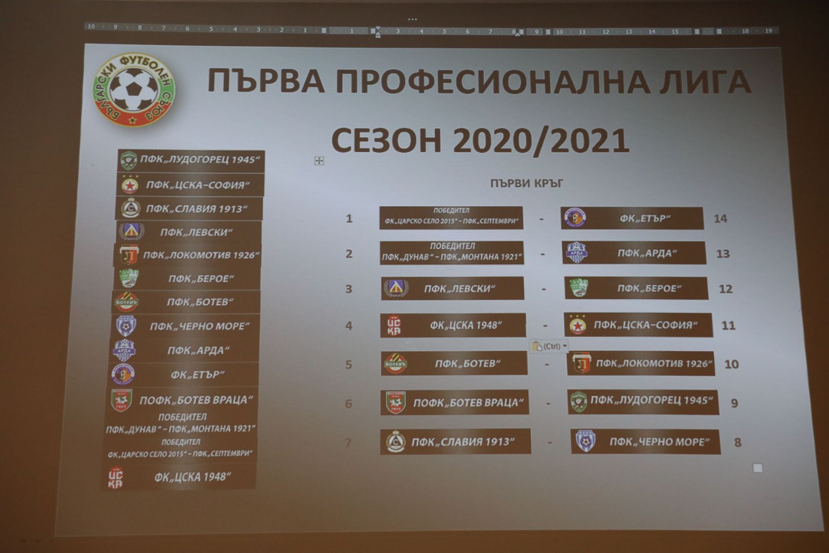 Жребий за efbet лига сезон 2020/2021