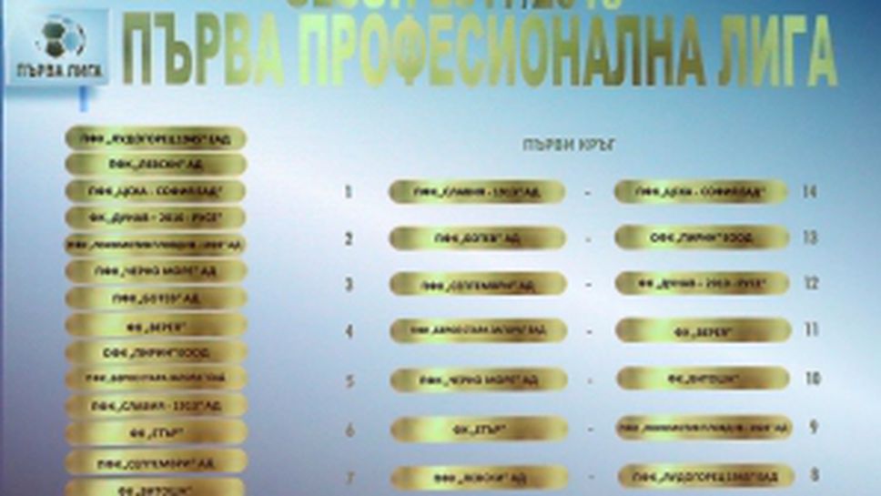 Изтеглиха жребия за Първа и Втора професионална лига