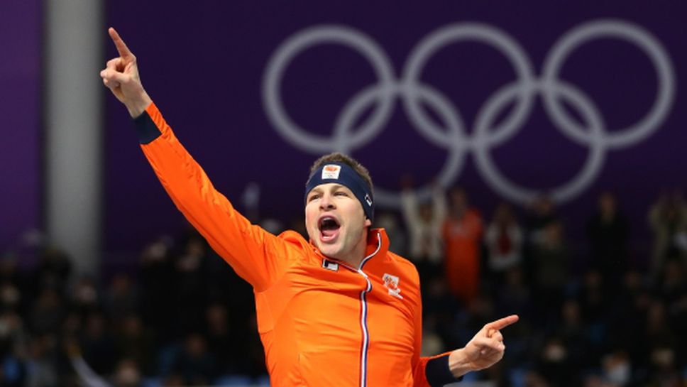 Болт праща подарък на олимпийския шампион Свен Крамер