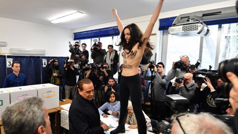 Гола жена лъсна пред Силвио Берлускони (видео +18)