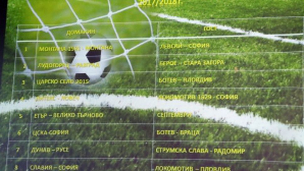 Жребий за 1/8 финалите на Купа България