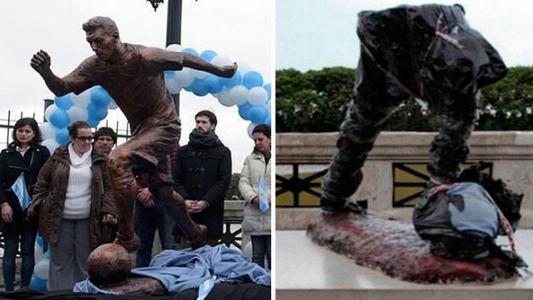 Отново счупиха статуята на Меси в Буенос Айрес (снимка)
