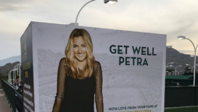 Огромен билборд в подкрепа на Квитова в Индиън Уелс