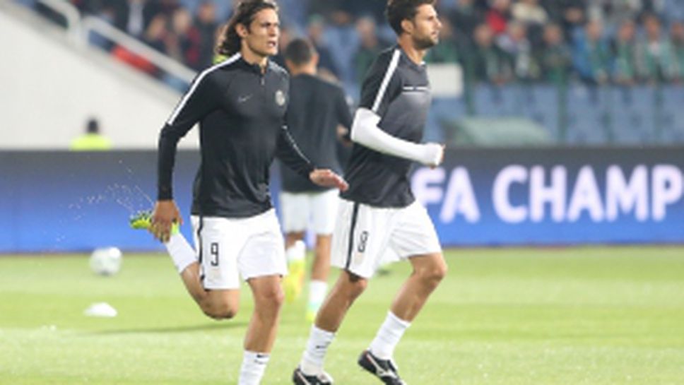 Лудогорец и ПСЖ вече са на терена на стадион "Васил Левски"