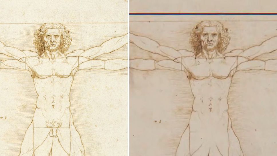 Променена версия на известната скица Витрувианския човек на ренесансовия художник