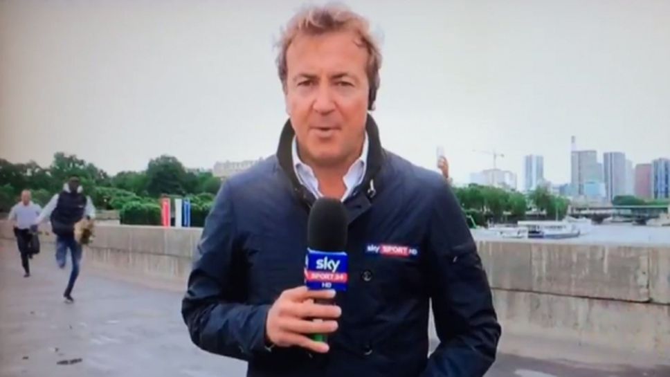 Уникално! Полицията гони крадец в репортаж за Евро 2016 (видео)