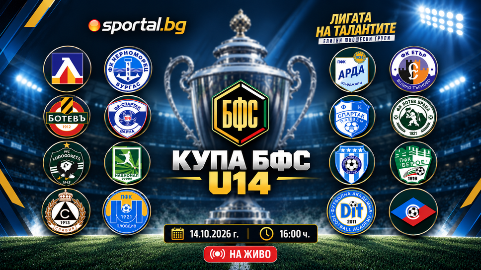 16 отбора, една купа! Гледайте на живо жребия за Купа БФС U14