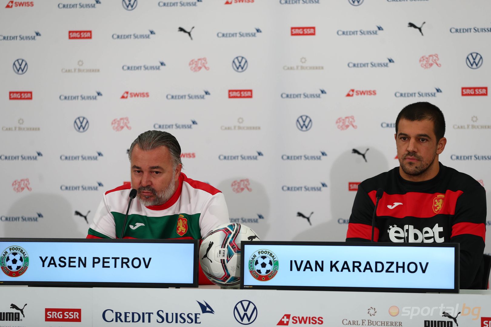 Пресконференция на Ясен Петров и Иван Караджов преди мача с Швейцария