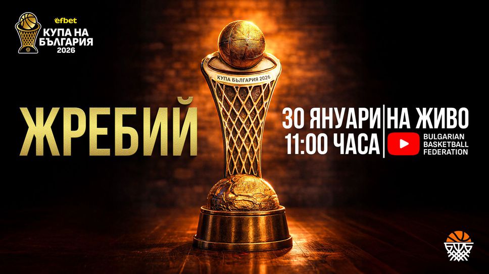 БФБаскетбол с информация за жребия за Финалната осмица на efbet Купа на България