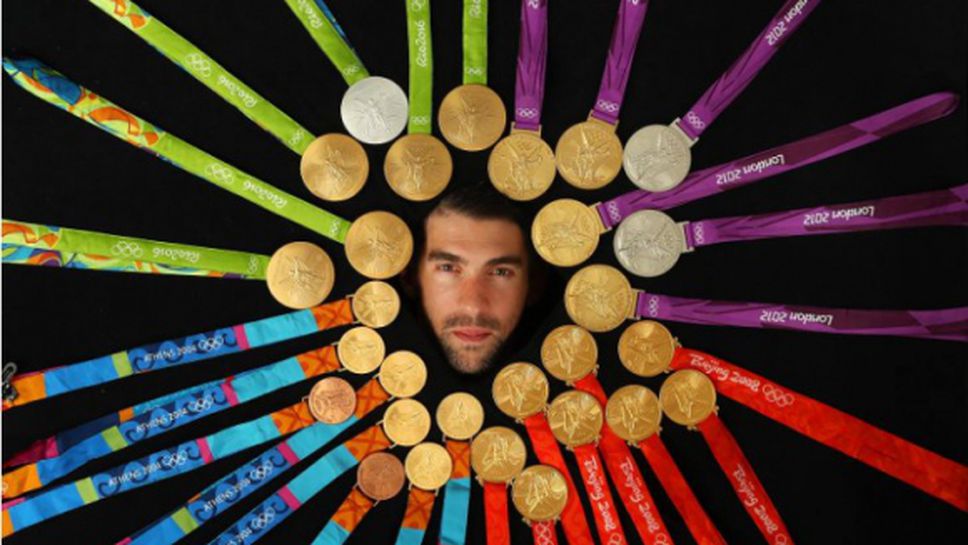 Фелпс позира за пръв път с 23-те си златни олимпийски медала