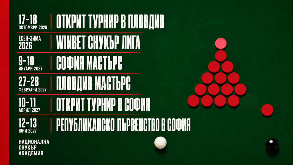 Готов е календарът за новия сезон в българския снукър