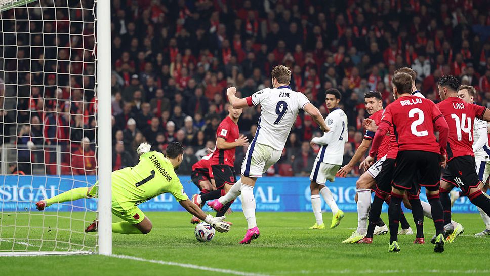 Англия завърши перфектни квалификации за Мондиал 2026, Кейн с два гола срещу Албания