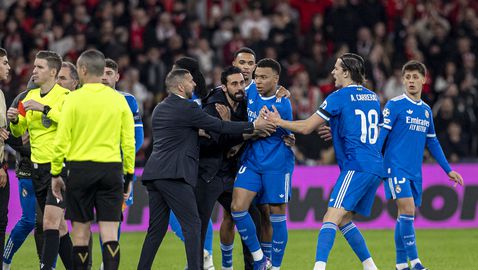 Реал излъга Бенфика в първия мач от плейофите след скандали, расизъм и червени картони