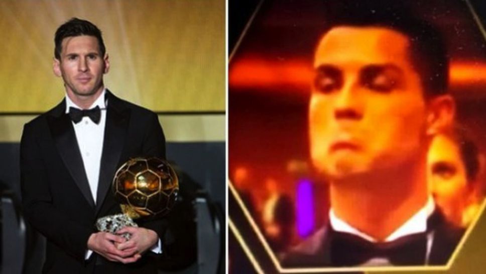 (АРХИВ) Реакцията на Кристиано при обявяването на Меси за носител на "Златната топка" (видео)