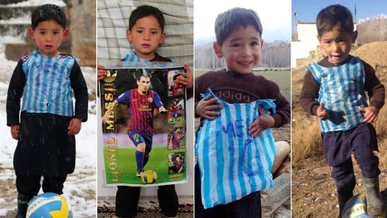 Меси зарадва малчугана от Афганистан с фланелка