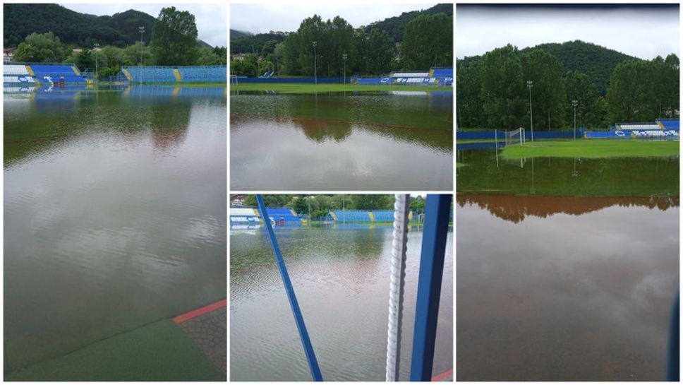 Стадионът в Своге отново е под вода