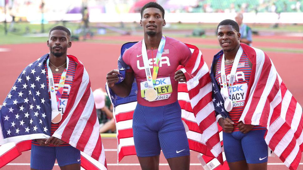 За първи път след 1991 г. трима американци с медалите на 100 м на СП