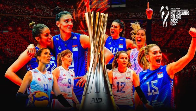 Волейболистките от националния отбор на Сърбия за жени и селекционерът
