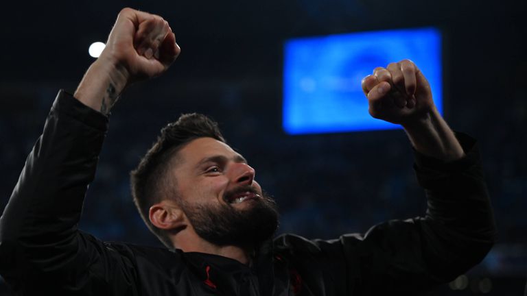 Нападателят на Милан Оливие Жиру вкара скъпоценния гол за росонерите