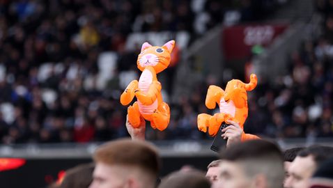  Феновете на Нюкасъл предизвикаха Зума с надуваеми котки 