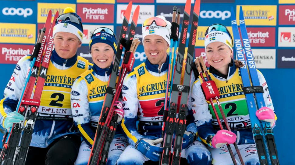 Първият отбор на Швеция спечели смесената отборна щафета в ски-бягането на трасето във Фалун