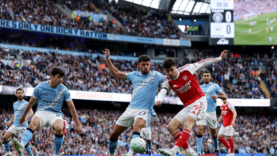 Манчестър Сити 1:1 Арсенал, размяна на две попадения за минута