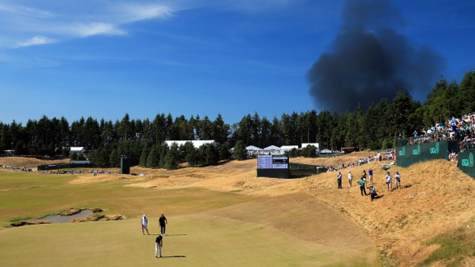 Пожар стресна голфърите на US Open