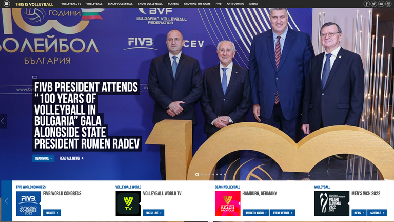 Официалната страница на Международната федерация по волейбол FIVB със специален