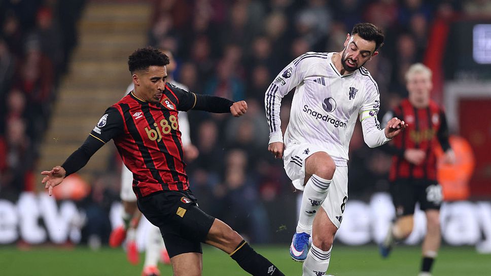 Борнемут 2:2 Ман Юнайтед, "черешките" изравниха от дузпа, гостите са с човек по-малко