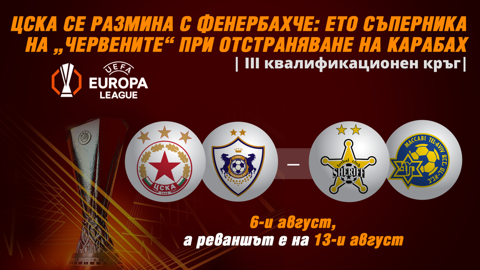 ЦСКА се размина с Фенербахче - ето съперника на "червените" при отстраняване на Карабах
