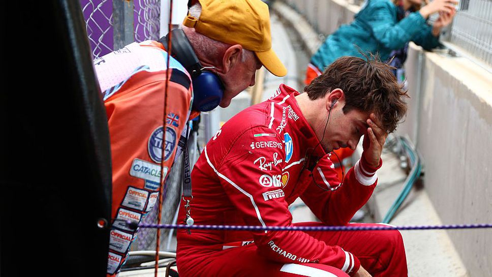 Шарл Леклер катастрофира в третата част на квалификацията в Баку