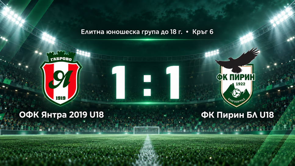 Янтра и Пирин не излъчиха победител при U18