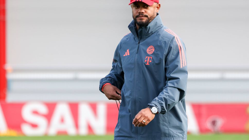 Наставникът на Байерн Мюнхен Венсан Компани говори пред медиите преди