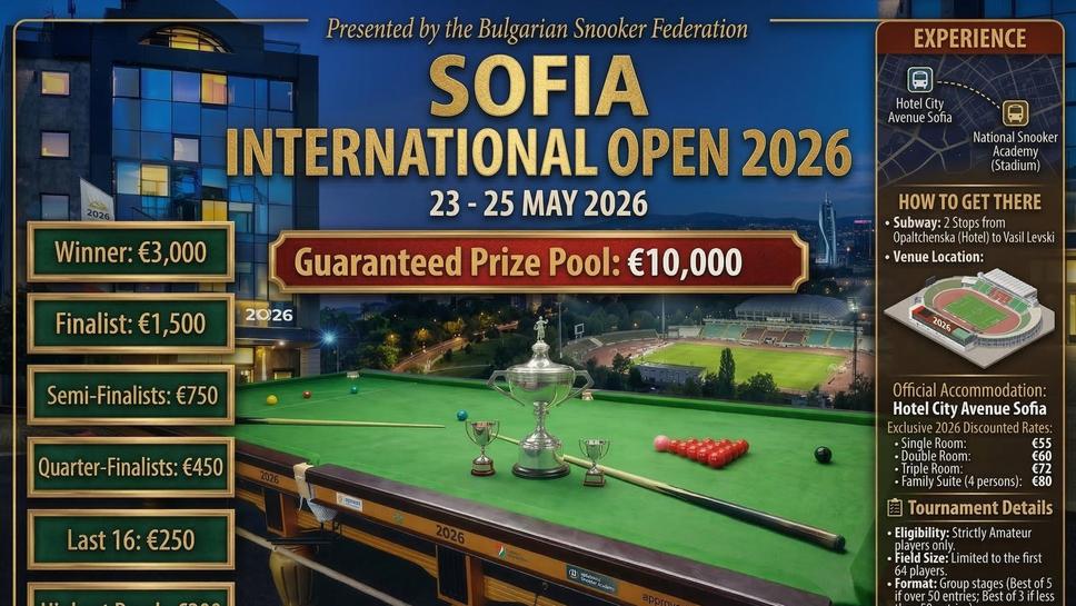 Всичко е готово за Sofia International Snooker Open