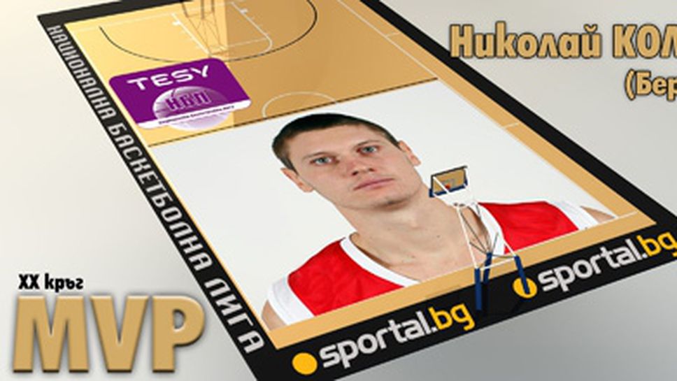 Николай Колев - MVP на XX кръг на TESY НБЛ