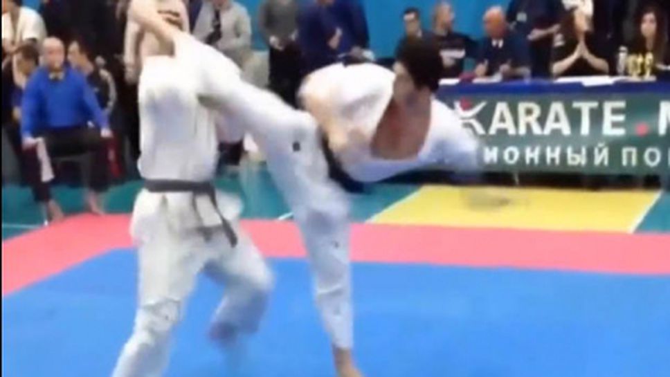 Карате двубой приключва само за 3 секунди след брутален ритник (видео)