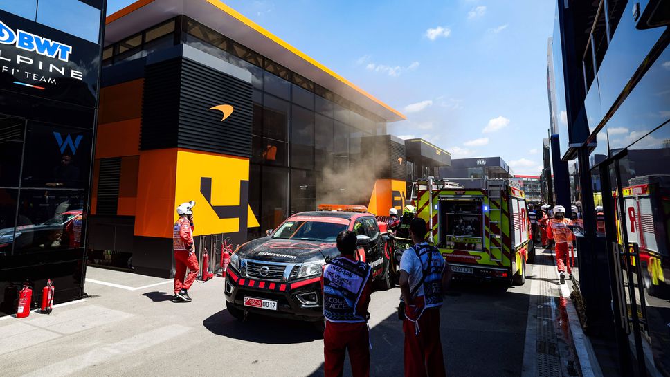 Пожар в моторхоума на Макларън преди третата тренировка в Барселона