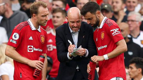  Бруно Фернандеш разкри какъв е бил методът на Тен Хаг към Роналдо, Рашфорд и Санчо 