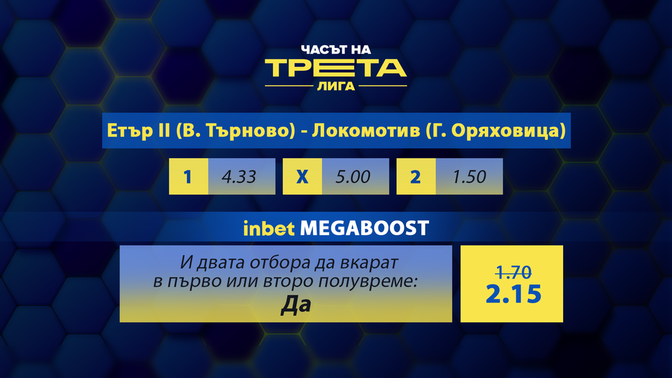 Локомотив (Горна Оряховица) гони задължителна победа срещу дубъла на Етър, за да запази интригата на Северозапад