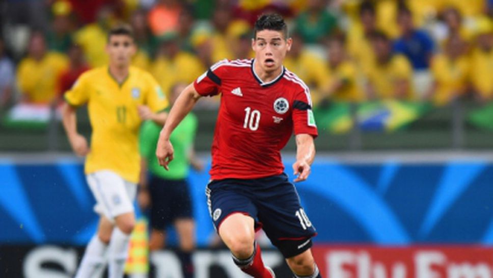 Хамес Родригес вкара в пети пореден мач и е едноличен голмайстор