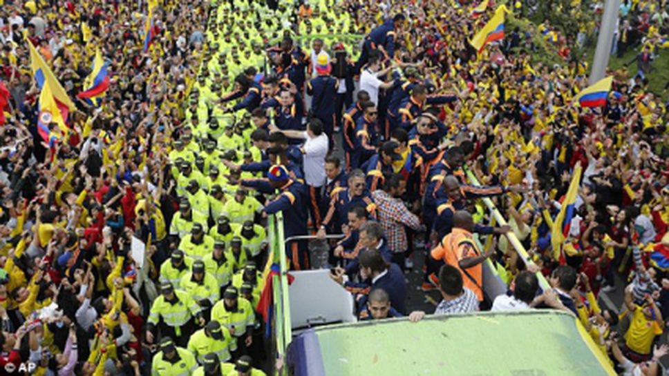 Шампионско посрещане за колумбийските национали в Богота (видео)