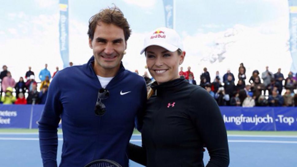Федерер и Линдзи Вон играха тенис на глетчер (видео + галерия)