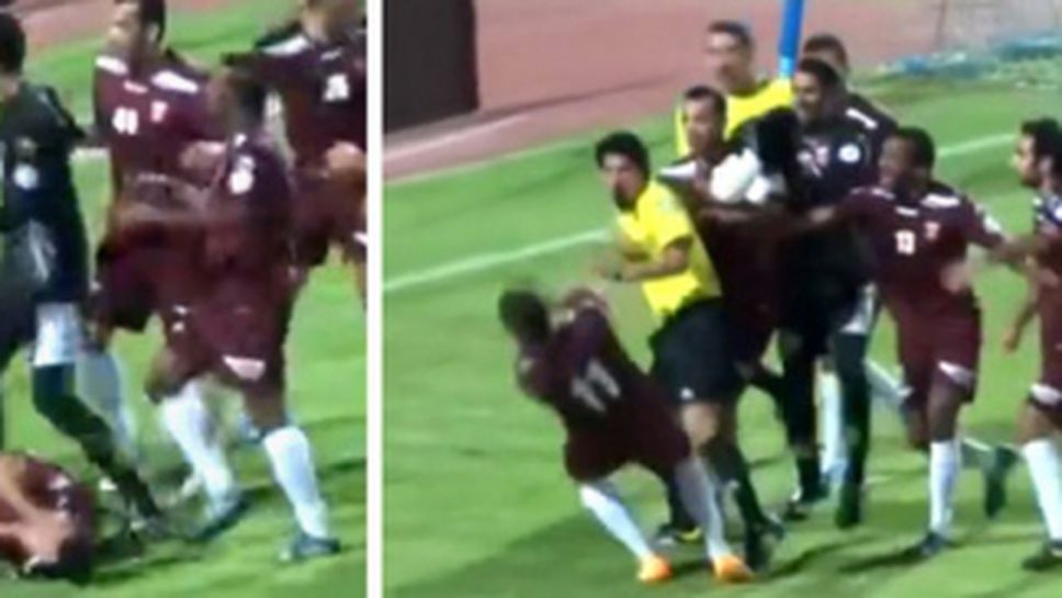Съдия първо удари футболист в лицето, а след това му показа червен картон (видео)